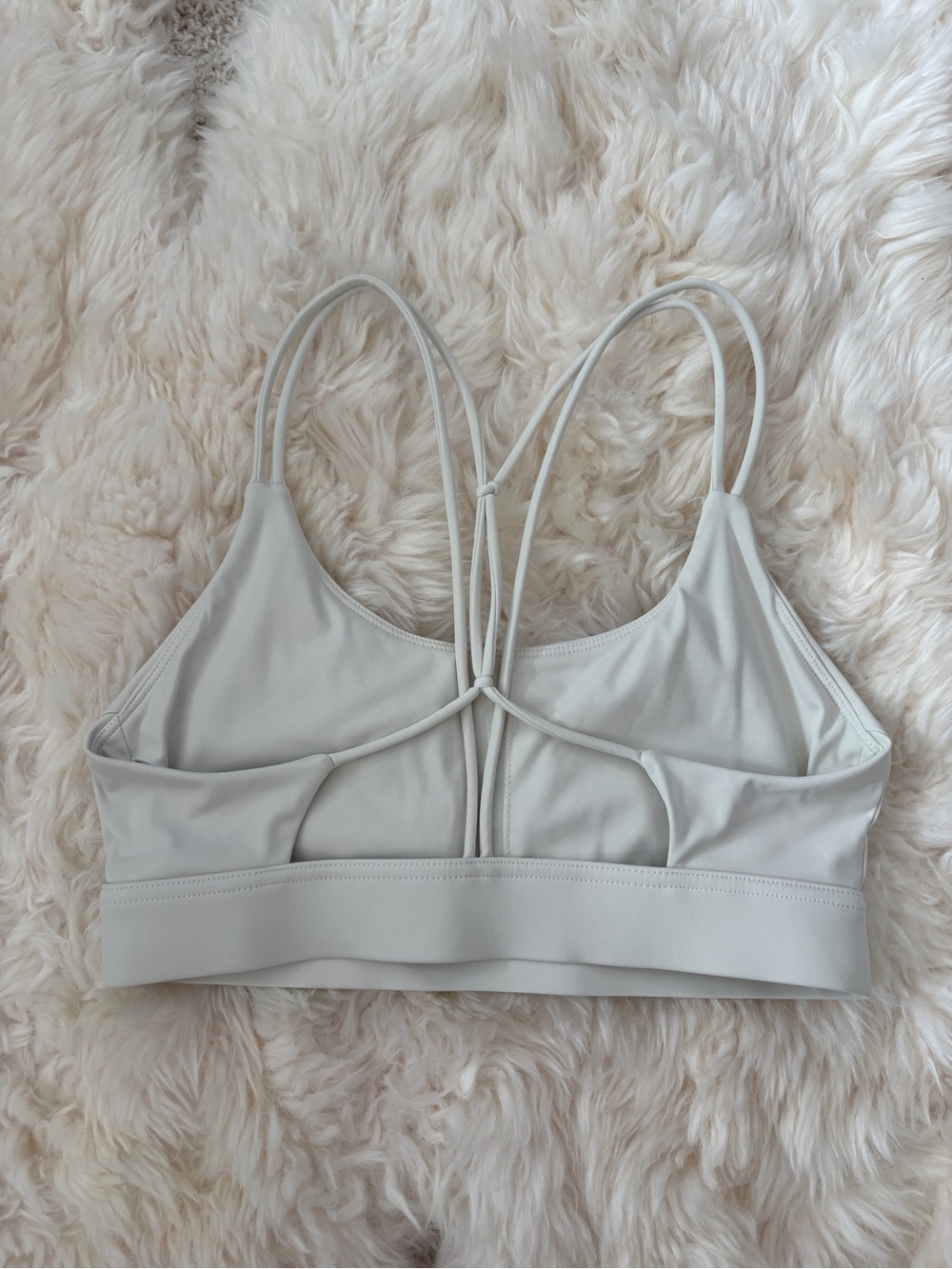 cream taupe sports bra with strappy back M